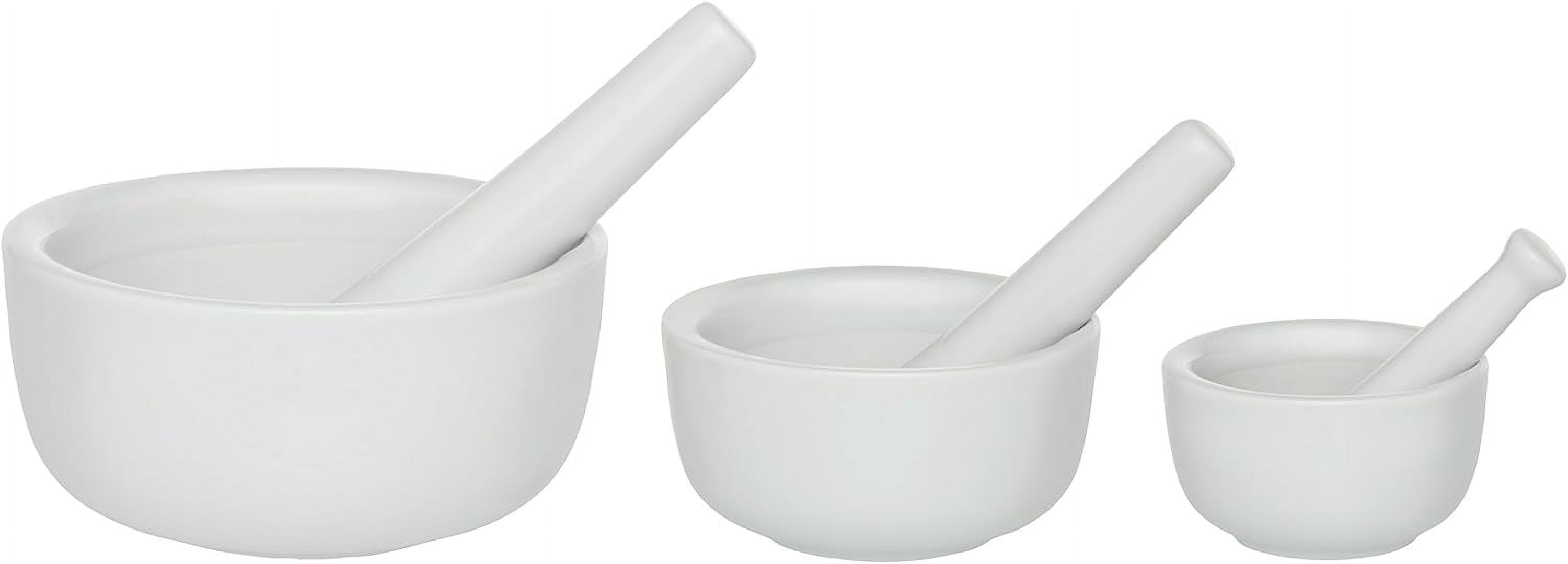 Mortar And Pestle Set, FineWhite Porcelain, 3 Sizes, Grinding, Spice