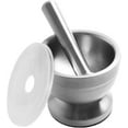 thumbnail image 1 of Mortar And Pestle Sets, Stainless Steel Spice Grinder With Translucent Lid For Measuring Strikes, Non-Slip Base Ensures Secure Grinding Experience, 1 of 7