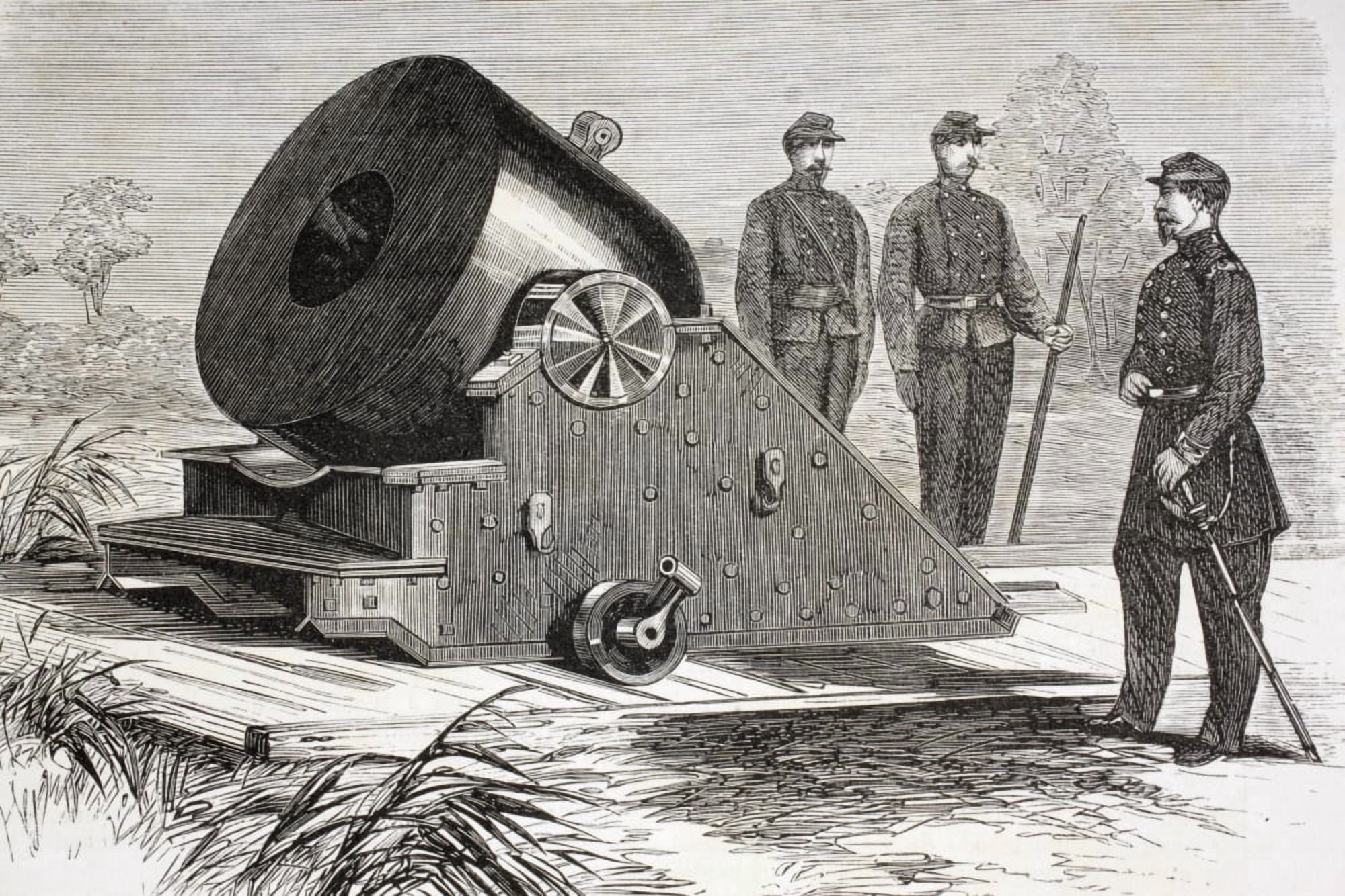 Mortar Built Circa 1862 In The United States Firing 13 Inch Diameter Balls And Weighing 17000 Pounds From El Museo Universal Published Madrid 1862 Canvas Art - Ken Welsh Design Pics (36 x 24)