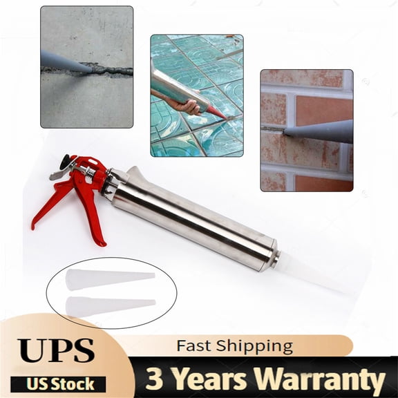 Mortar Grouting Gun Brick Pointing Tile Cement Applicator Tool 2 Nozzles Kit NEW