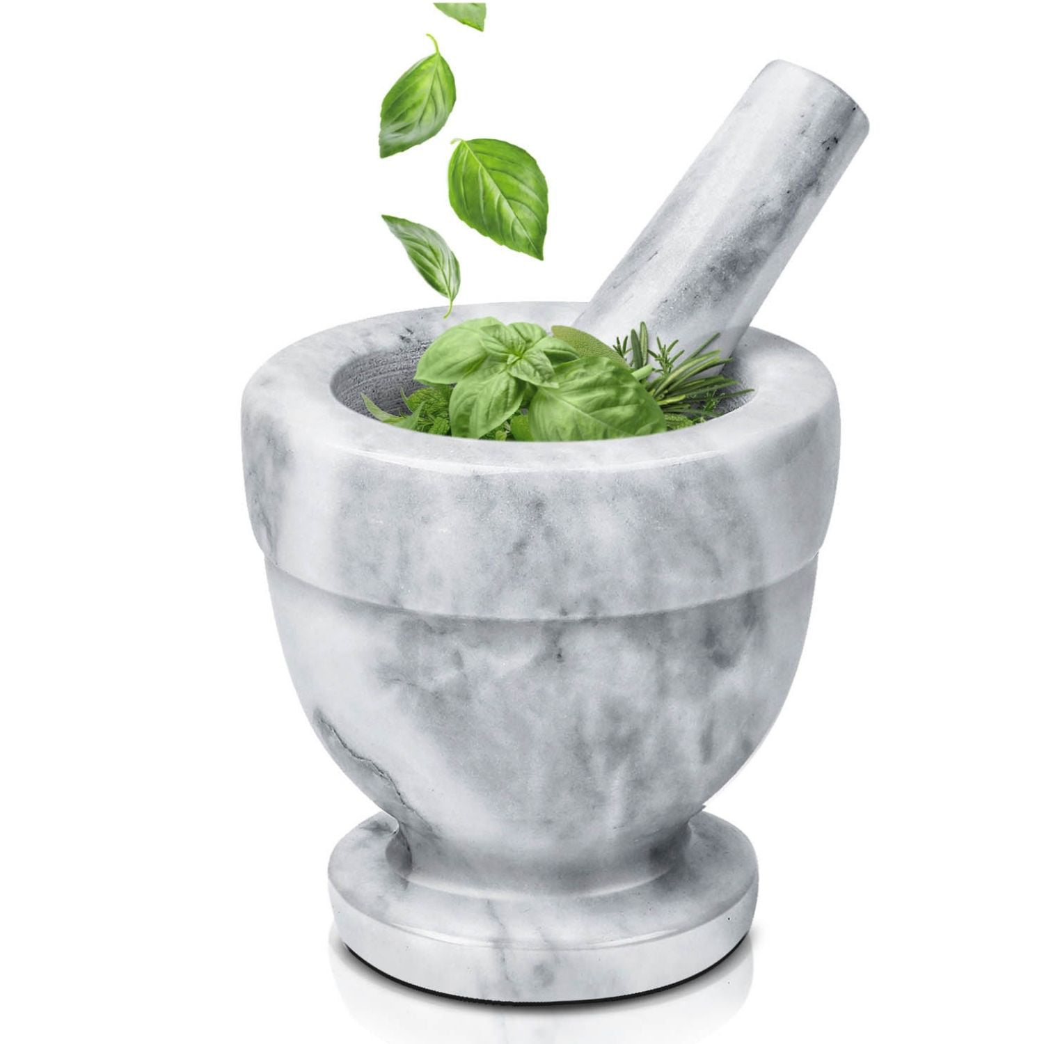 HIC Kitchen Marble Mortar and Pestle, 4in
