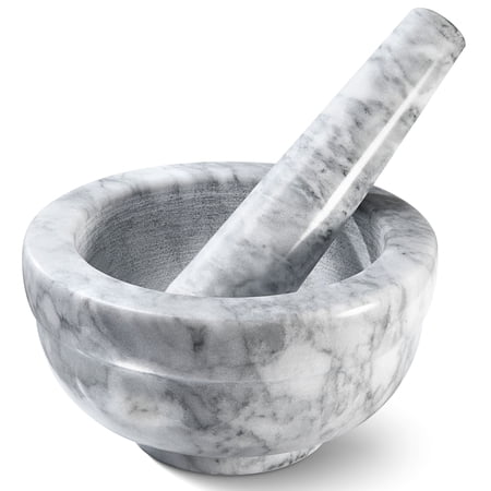 Home-it Mortar and Pestle Set - Small 2.5 oz Marble Gray Grinding Bowl