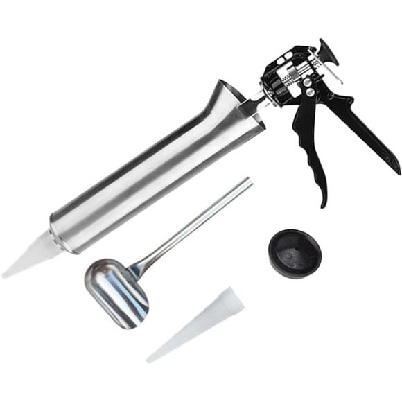 Mortar Pointing Grouting Gun,Cement Caulking Gun Mortar Grouting Tool,Stainless Steel Hand Caulk Gun 2 Nozzles Cement Spray Applicator Tool