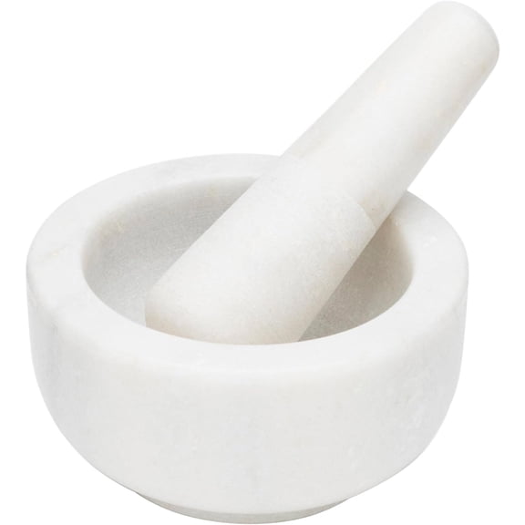 Mortar and Pestle, Marble, White , 4.75"
