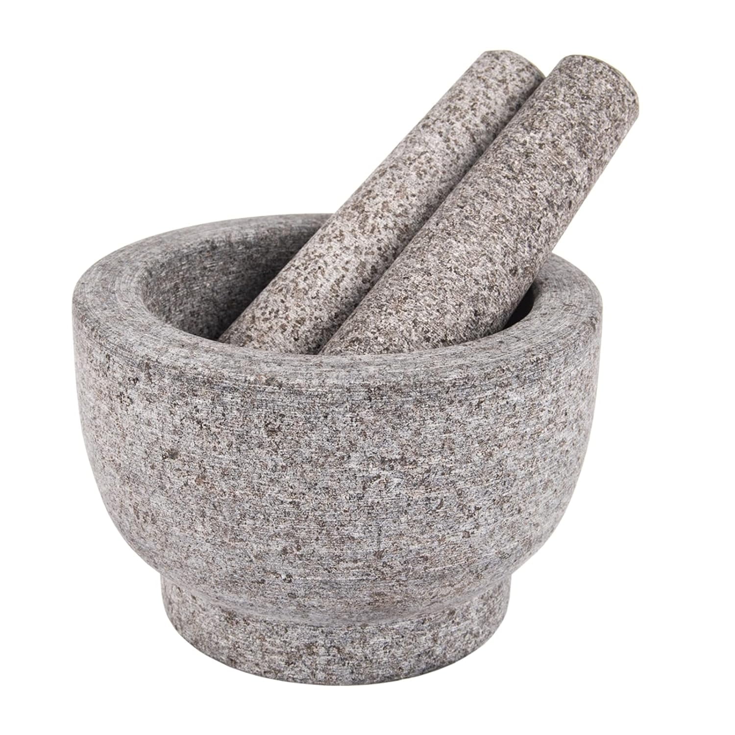 1.5 Cup-Capacity Mortar and Pestle Set - Unpolished Heavy Granite for Enhanced Performance and Organic Appearance, Gray 1.5-Cups