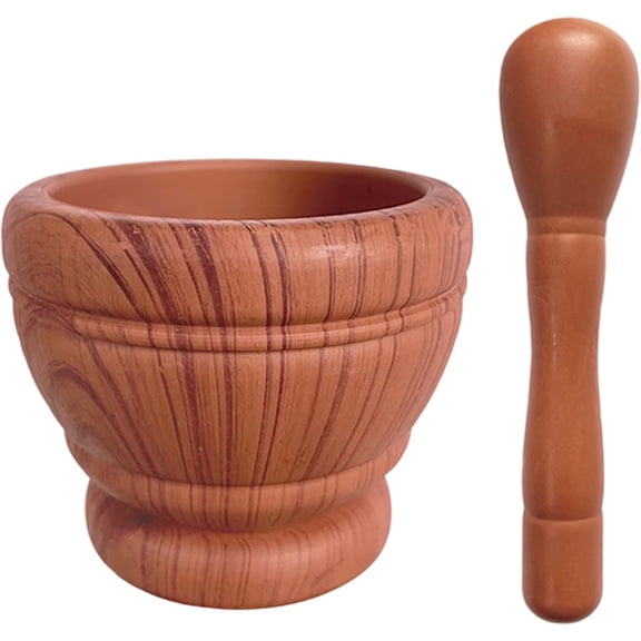 Mortar and Pestle Set, Manual Spice Grinder, For Kitchen Cooking Herb, Small, Wood Grain, 1 Set
