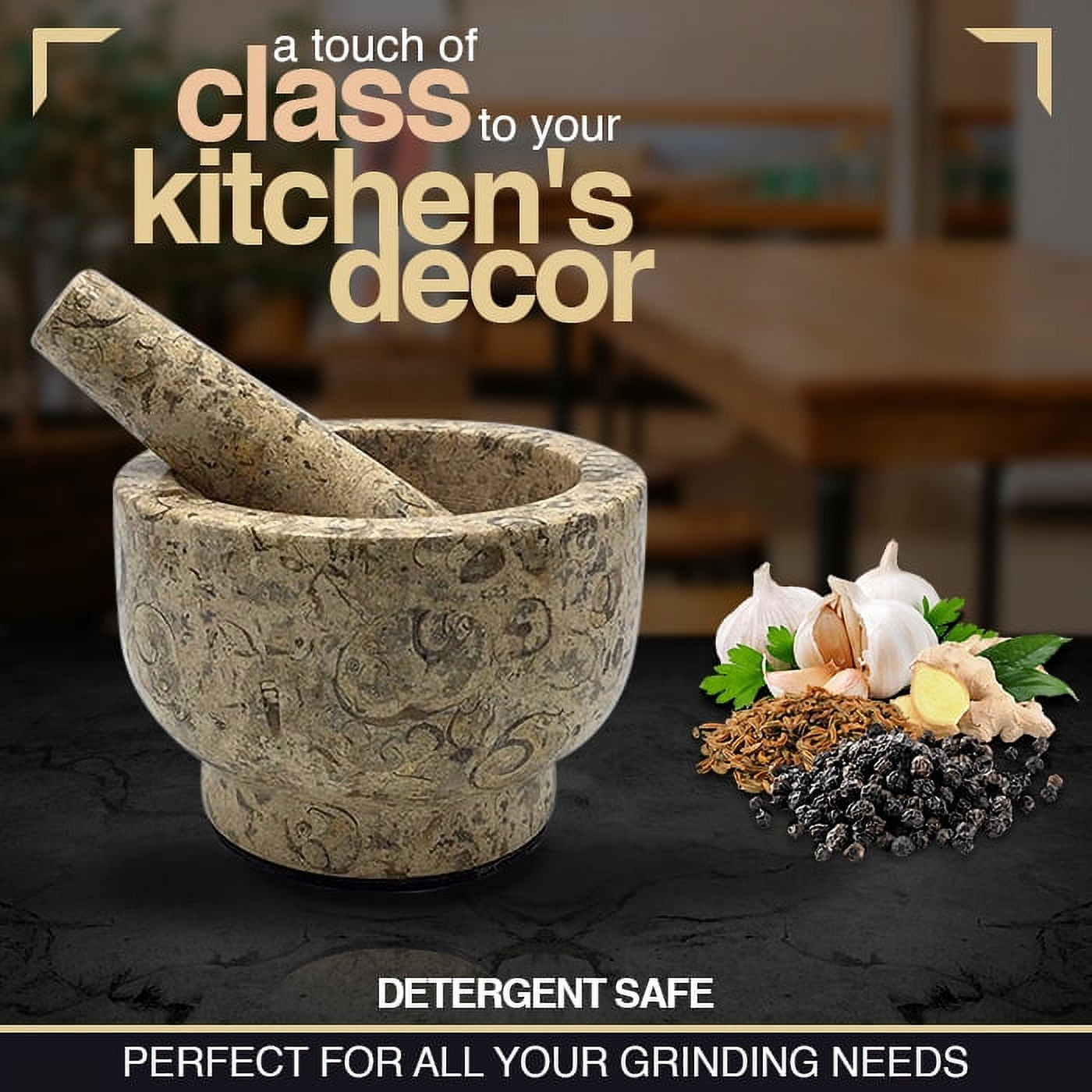 Mortar and Pestle Set with Anti Scratch Pad, Pestle and Mortar, 2 Cup