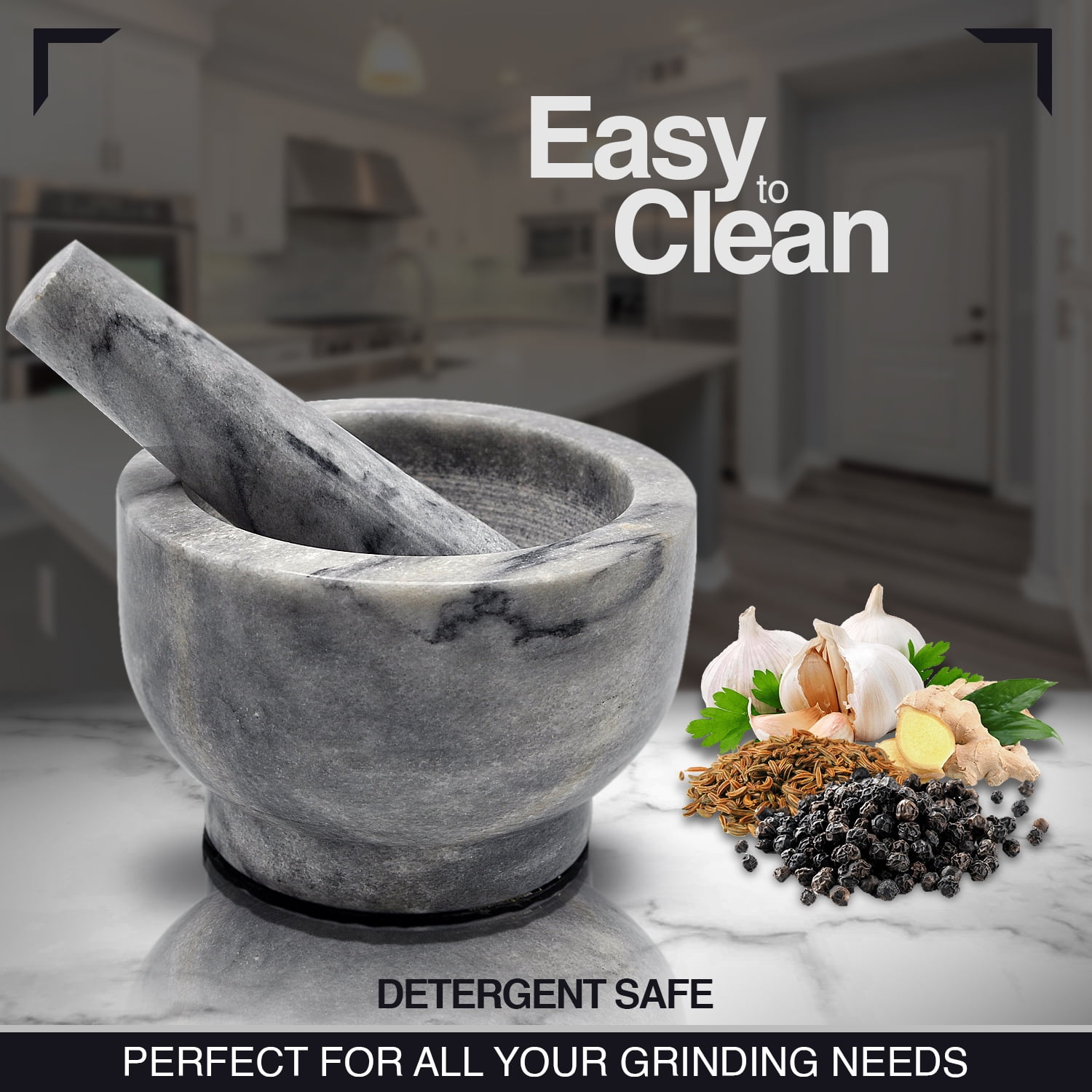 Mortar and Pestle Set with Anti Scratch Pad Pestle and Mortar