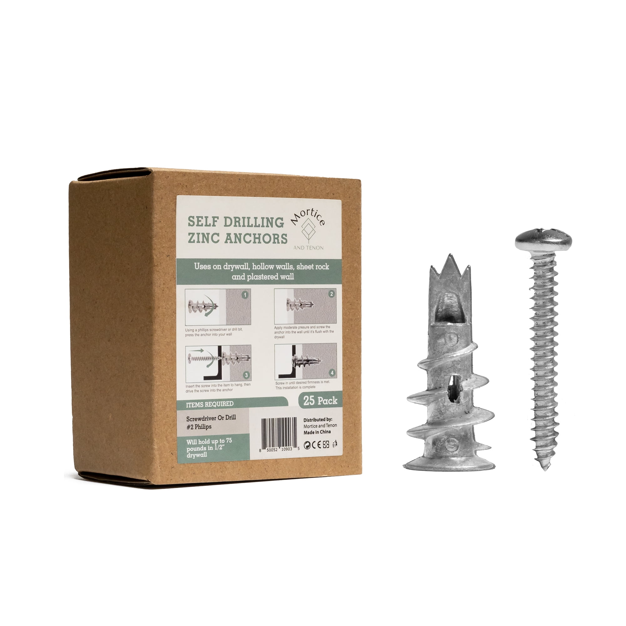 Mortice and Tenon SelfDrilling Drywall Anchors Heavy Duty Metal 25