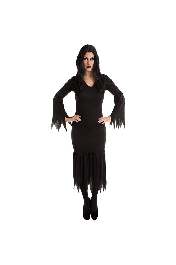 Morticia Vampire Costume for Adults Women Halloween Party Cosplay Accessories, Black Gothic Vampire Mistress Dress Outfit, Size X Large