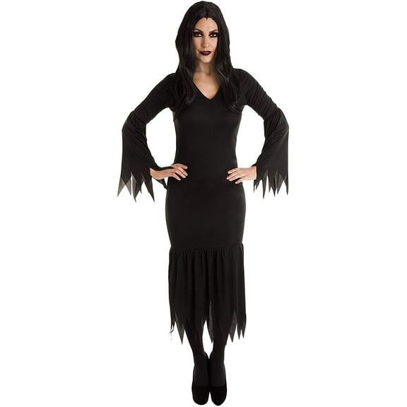 Morticia Vampire Costume for Adults Women Halloween Party Cosplay Accessories, Black Gothic Vampire Mistress Dress Outfit, Size X Large