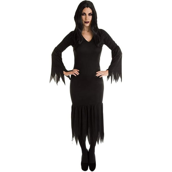 Morticia Vampire Costume for Adults Women Halloween Party Cosplay Accessories, Black Gothic Vampire Mistress Dress Outfit, Size X Large