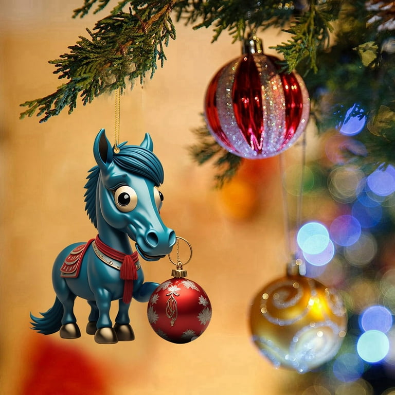 Mortilo 2D Christmas Cute Cartoon Horse Stepping On Christmas