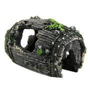 Mortilo Aquarium accessories Log Resin Hollow Tree Trunk Ornament Fish Tank Aquatics Decoration Wood House Aquarium Hideout Decorations For Turtles Fish Home & Garden Black One Size