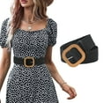 thumbnail image 1 of Mortilo Belt Women Belt Straw Woven Elastic Stretch Wide Waist Belts for Dresses with Buckle women clothing One Size Black, 1 of 1