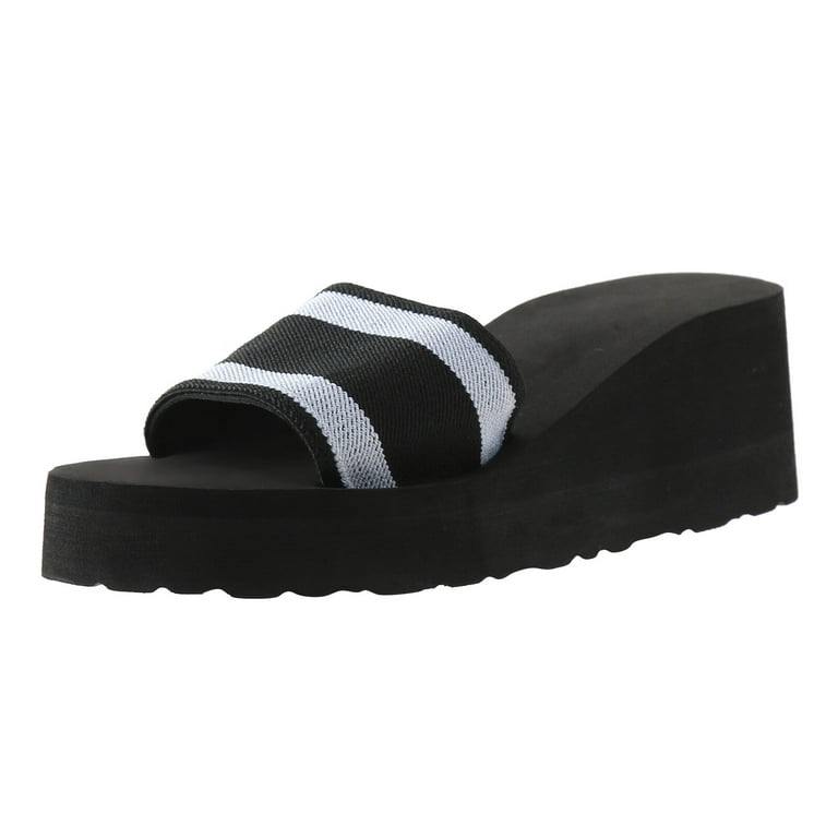 Mortilo Bride Slippers Women Shoes Wedge Thick Soled Slippers Beach Going Out One Foot Wearing Color Matching Home Slippers Gift Black 37 Walmart
