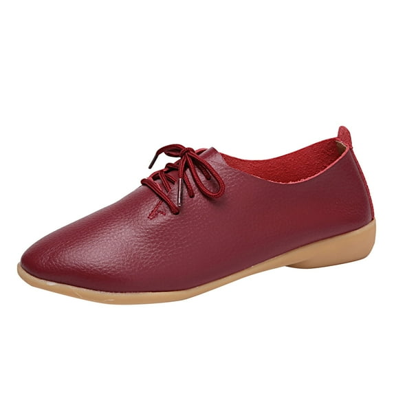 Mortilo Fashion Womens Breathable Lace Up Shoes Flats Casual Shoes PU casual shoes for Women