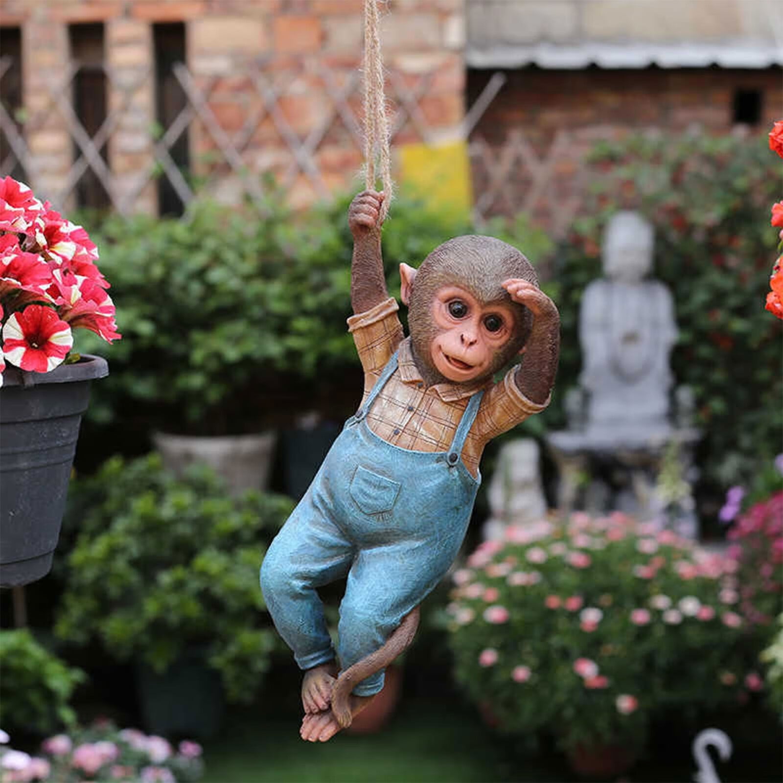 Mortilo Hangs Monkey Statue Garden Decoration Resin Monkey Hanger