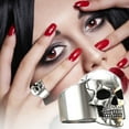 thumbnail image 1 of Mortilo Men'S Skull Ring Gothic Stainless Steel Biker Motorcycle Band Jewelry Silver Rings For Women, 1 of 9