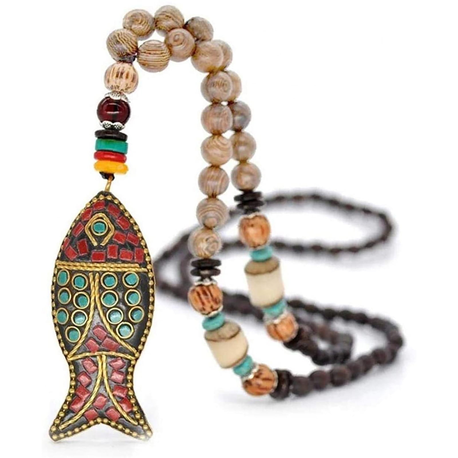 Buy Bohemian Wood Bead Pendant Long Necklace at Ubuy Jamaica
