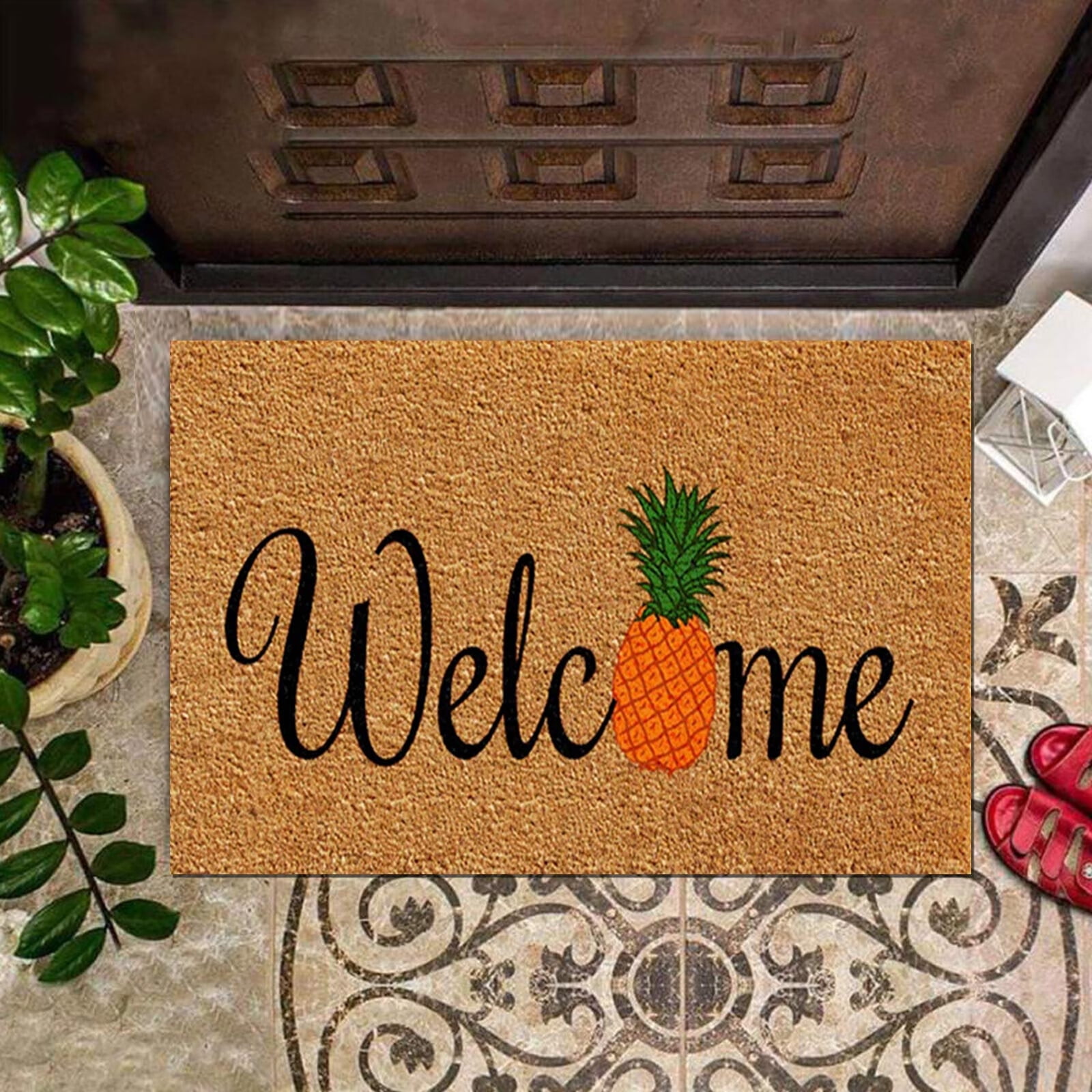 Mortilo Pineapple Letter Printed Door Mat Slip Dirty Door Carpet For