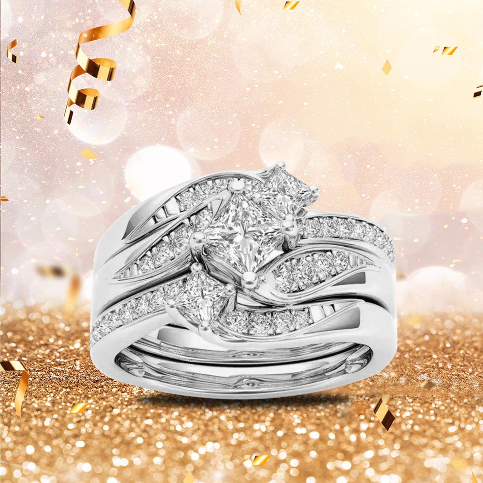 Mortilo Silver Gold Promise Rings Delicate Design Knot Set Diamond Fashion Ring Light Luxury High Grade Ring Rings For Women