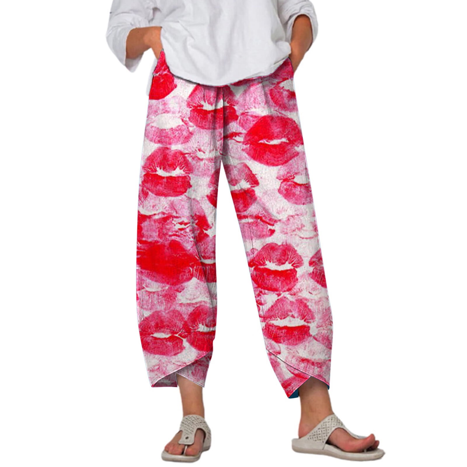 Mortilo Womens Boyshorts Underwear Women Pants With Pockets Casual High Waist Print Cotton Loose Long Straight Pants Polyester Night Dress for Women Sleepwear Walmart