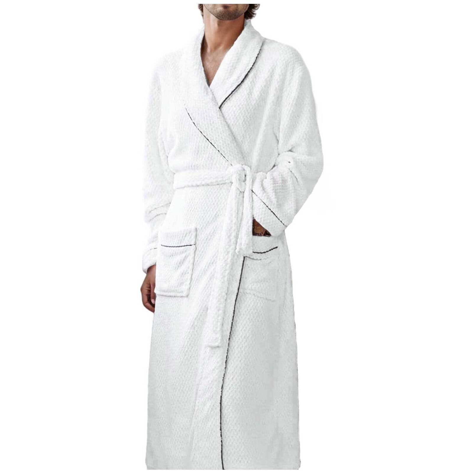 Mortilo couple robes mens Long Robe Warm Soft Floor Length Velvet Bathrobes for Winter Thicker
