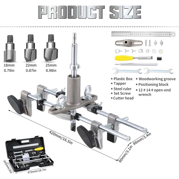 Mortise Lock Jig, Door Lock Installation Kit, Door Lock Hole Opener Kit with 18mm 22mm 25mm Tungsten Steel Cutter Blade, Door Mortise jig, Mortising Machine Jig for Wooden Doors