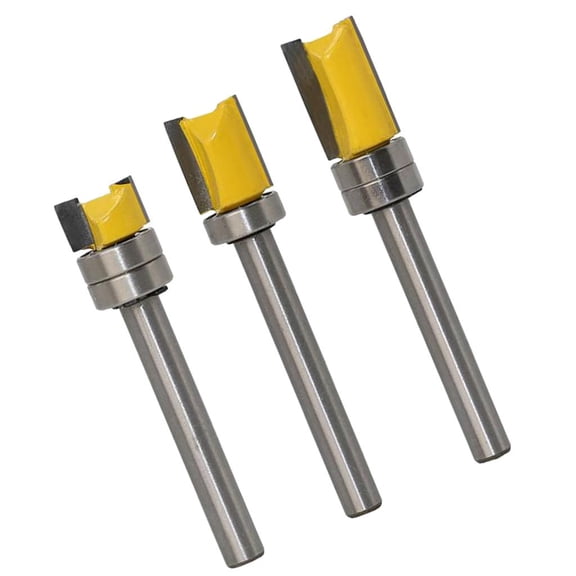Mortise Template Flush Bit Milling Cutter 6mm With Bearing Woodworking , 3 Pack