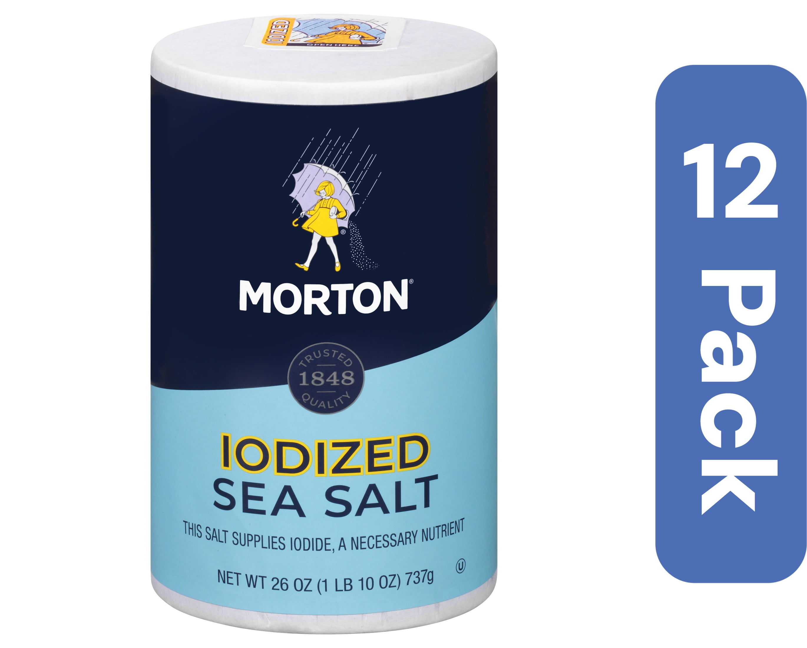 Morton All Purpose Iodized Sea Salt 26 oz (Pack Of 12)
