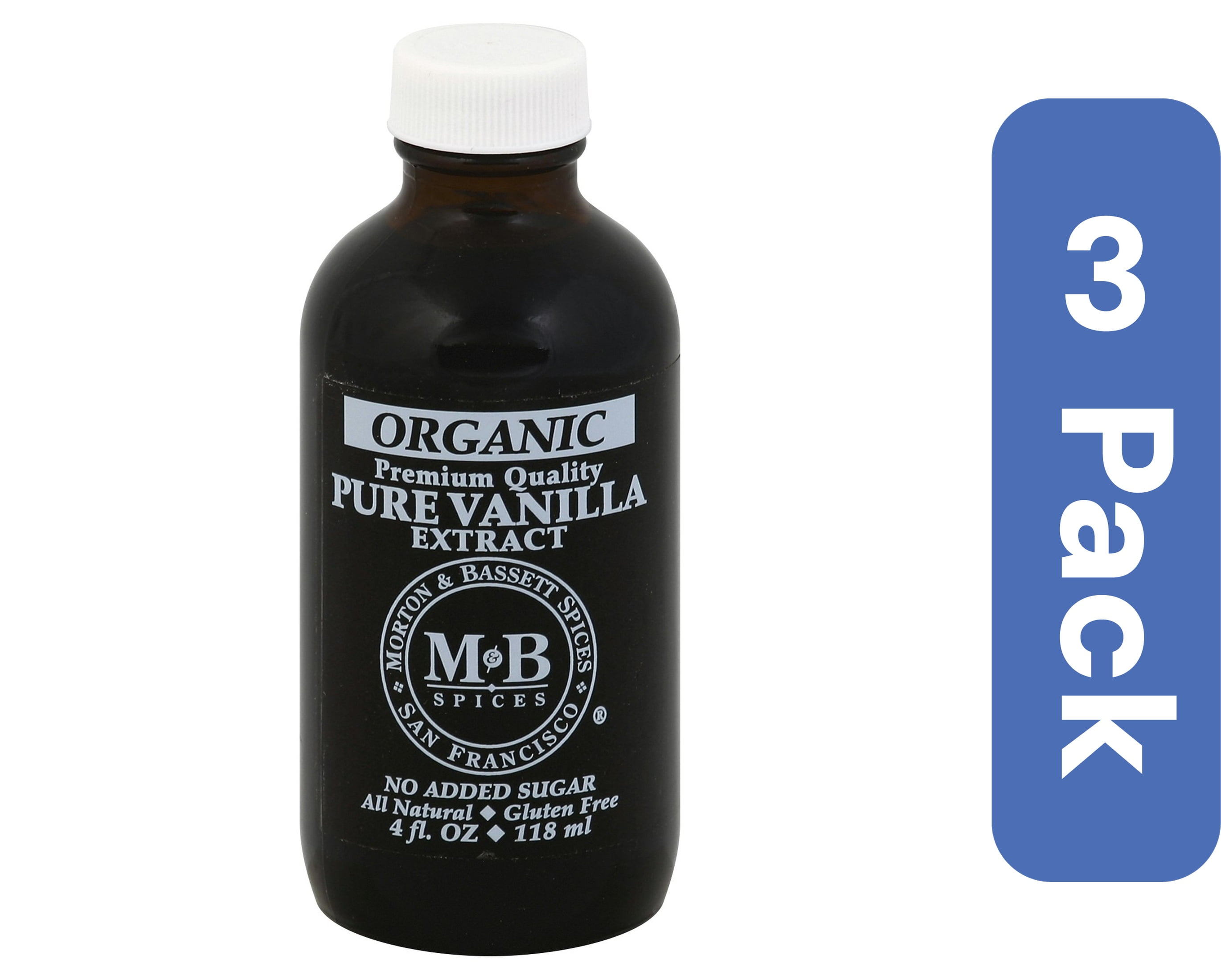 Morton & Bassett Organic Vanilla Extract 4 oz (Pack Of 3)