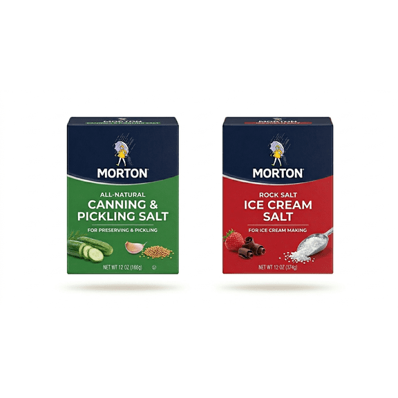 Morton Canning & Pickling Salt, Canning Salt-Morton Ice Cream Salt, Rock Salt for Ice Cream, 4lb multi pack