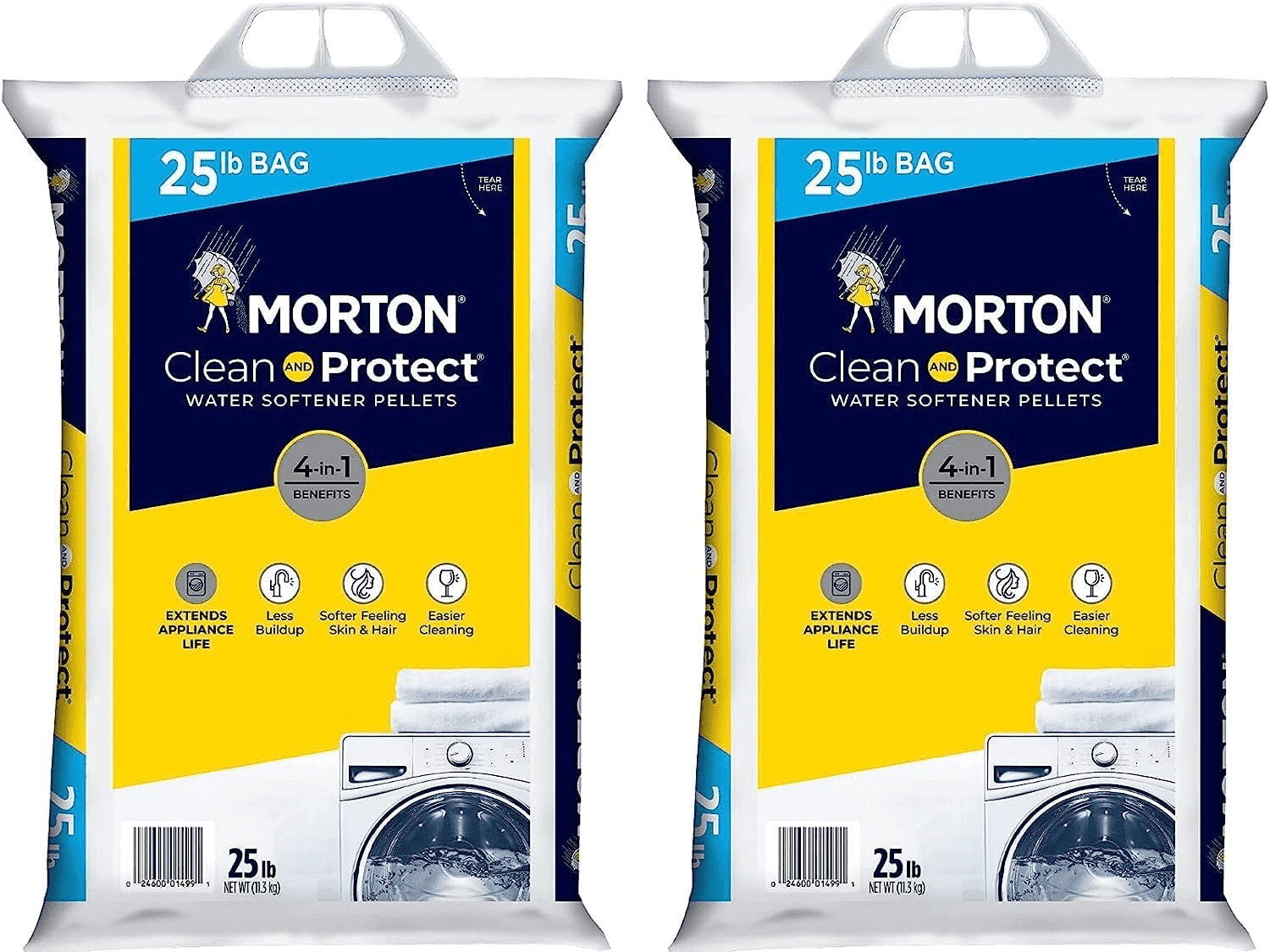 Morton Clean and Protect Water Softener Salt Pellets, 25 LB Bag (Pack (2)