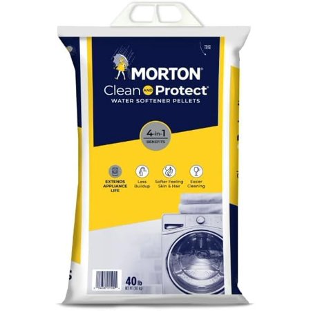 Morton Clean and Protect Water Softener Salt Pellets, 40 LB Bag (1), White