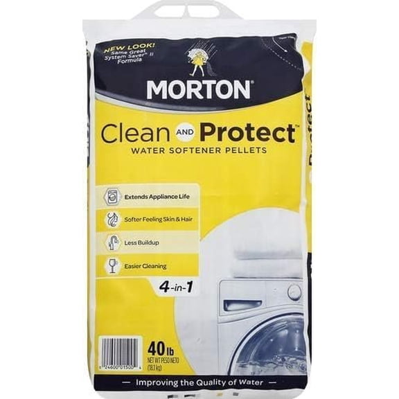 Morton Clean and Protect Water Softener Salt Pellets - Salt-Based - Pack of 2, 40 lb Each