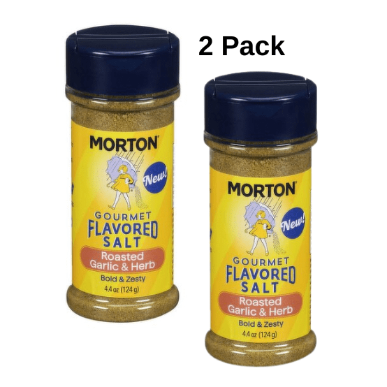 Morton Gourmet Flavored Salt, Roasted Garlic & Herb, Bold & Zesty Seasoning, 4.4 oz (2 Pack)