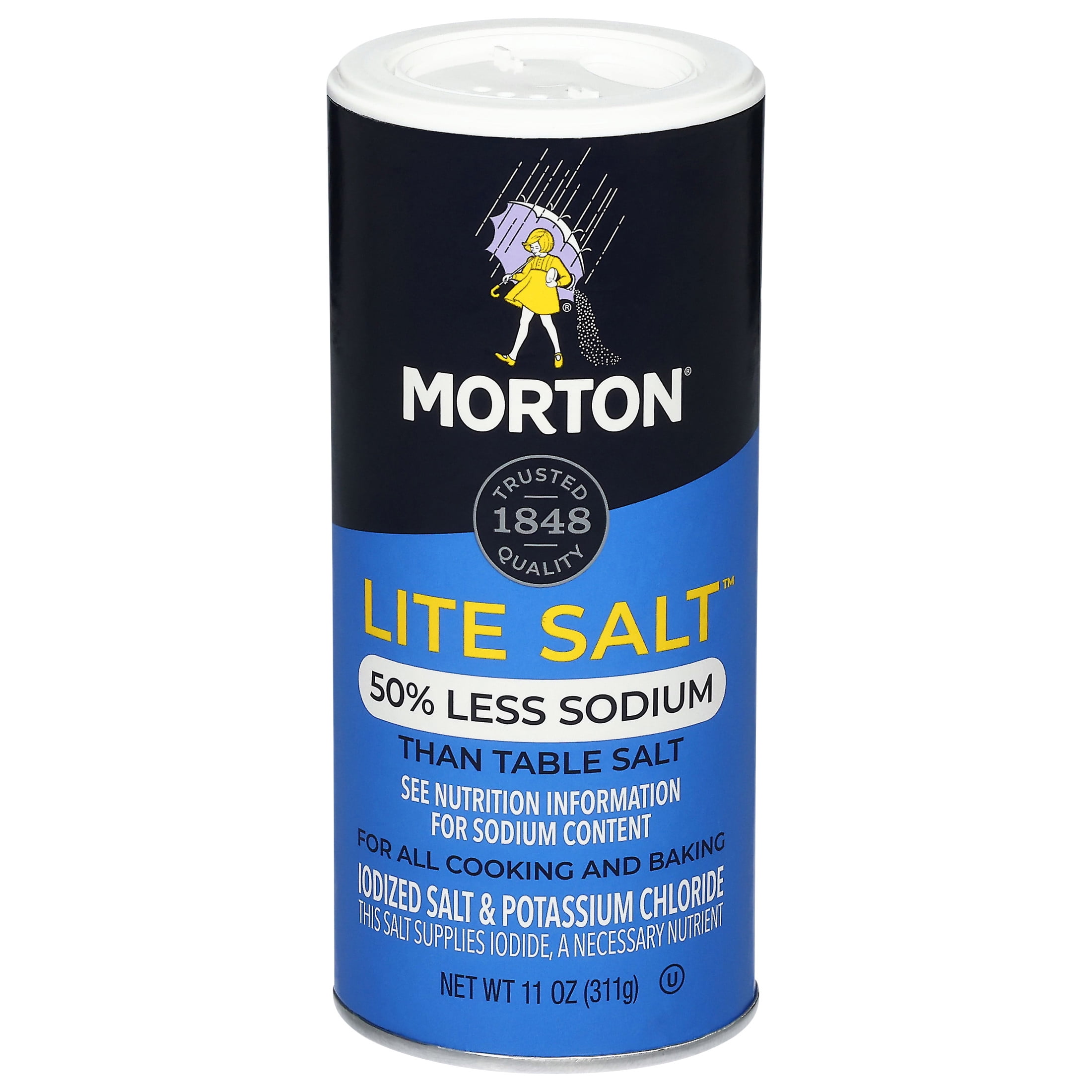 Morton Lite Salt, Low Sodium for a Heart Healthy Salt Alternative, 11 oz Canister