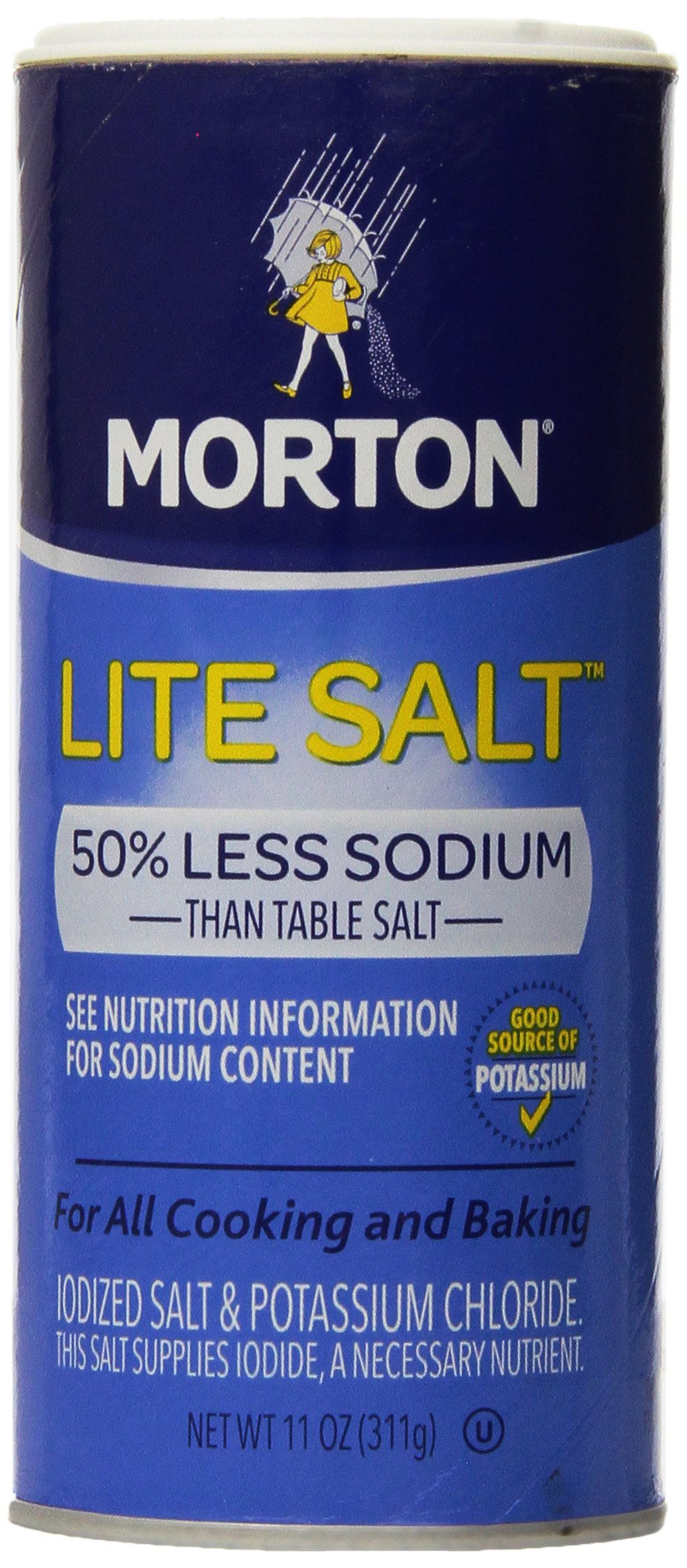 Morton Lite Salt, With Half The Sodium Of Table Salt, 11 Oz