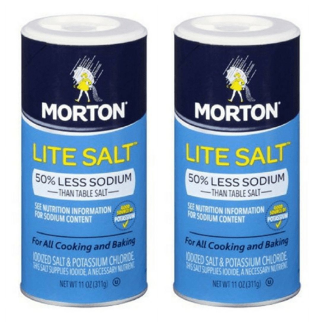 Morton Lite Salt, With Half The Sodium Of Table Salt, 11 oz (2pack