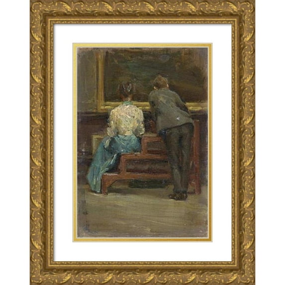 Morton Livingston Schamberg 14x18 Gold Ornate Wood Frame and Double Matted Museum Art Print Titled - Charles Sheeler and Nina Allender (C. 1906)