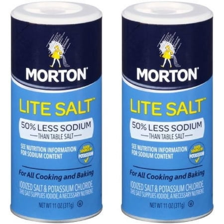 Morton Low Sodium Lite Salt - 11 oz (Pack of 2)