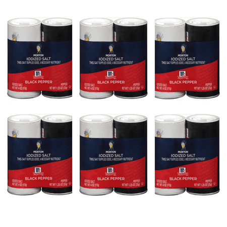 Morton McCormick Iodized Salt & Pepper, Shaker Set, 5.25 Ounce 12 Pack