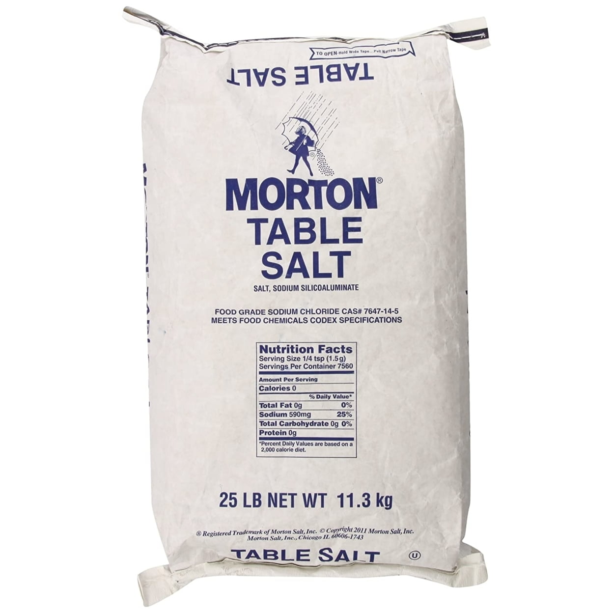 Morton Plain Table Salt 25 Pound bag
