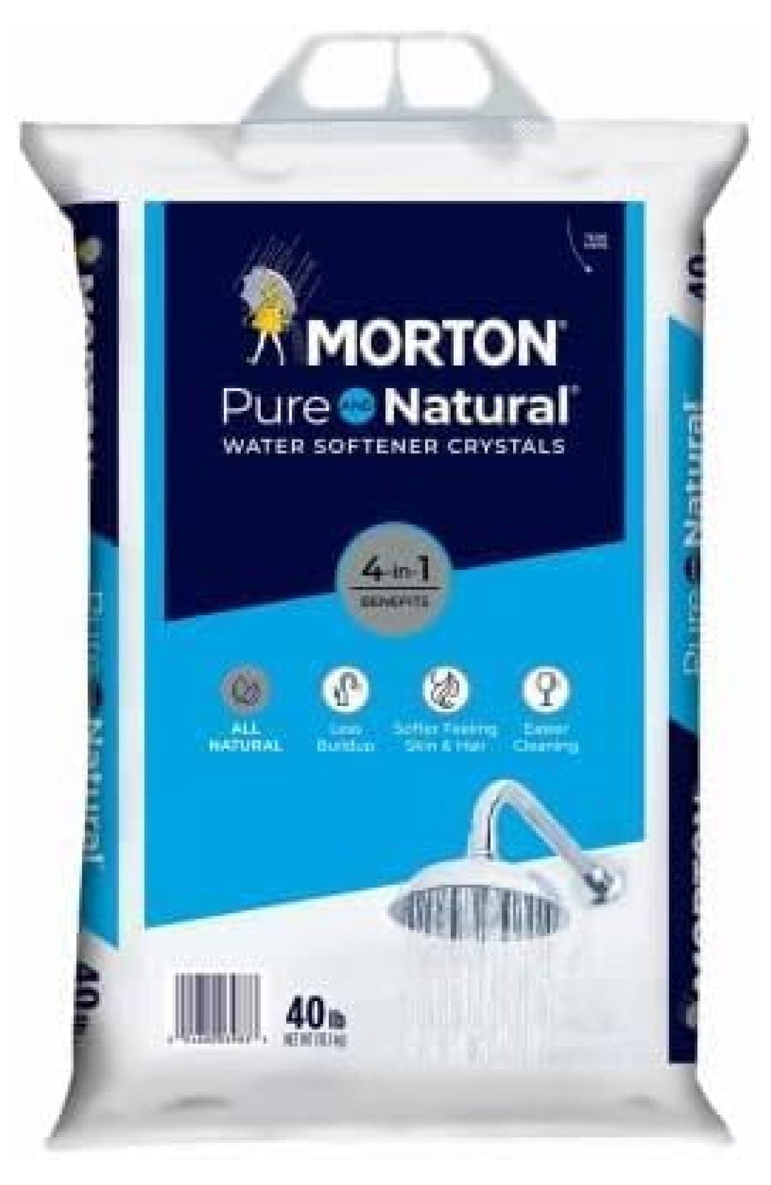 Morton Pure \u0026 Natural Water Softening Crystals, 40 lbs, White (Pack-2)