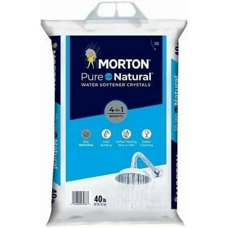 Morton Salt Pure & Natural Water Softening Crystals - Salt-Based - 3 Pack, 40 lbs, White