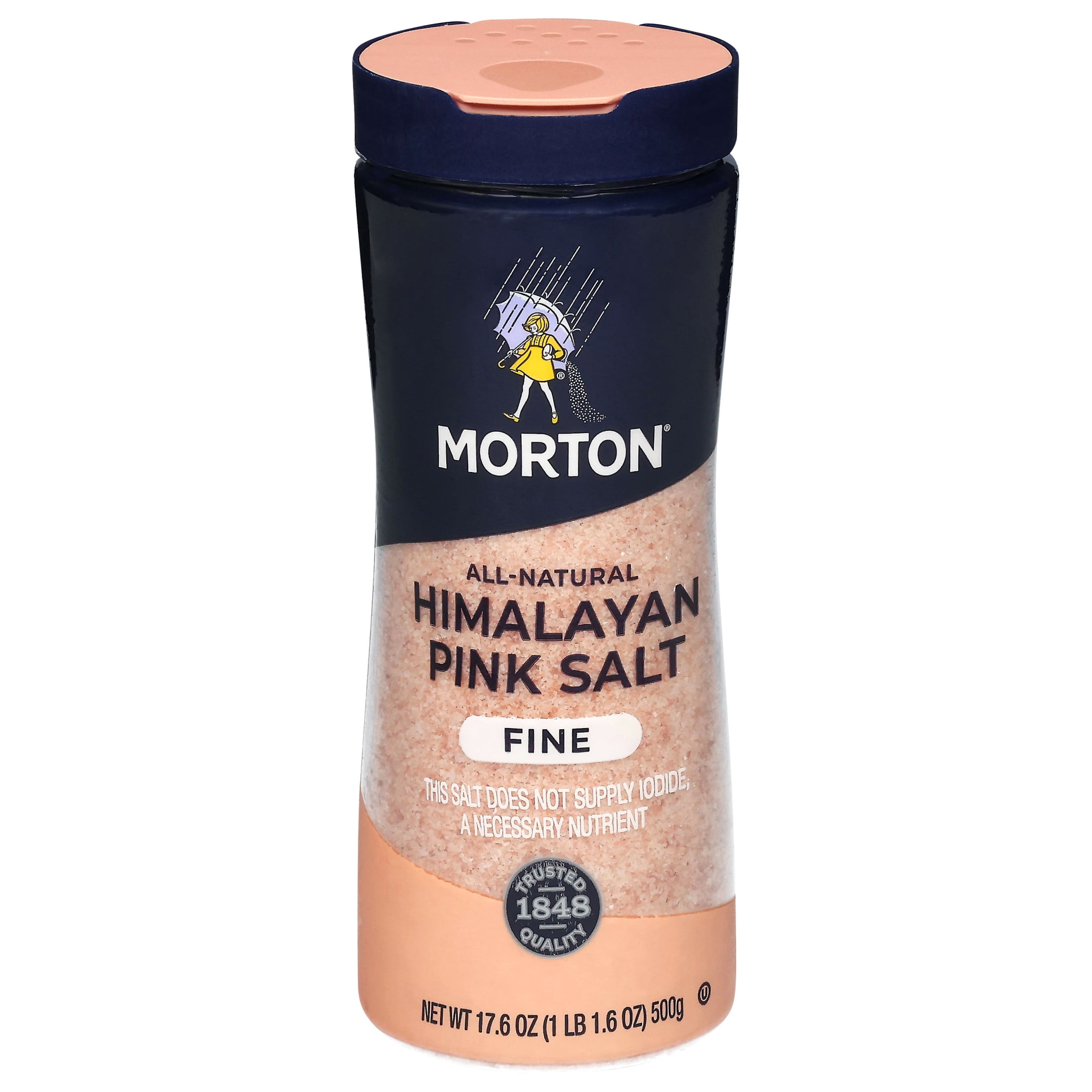 Morton All-Natural Fine Himalayan Pink Salt - for Baking, Blending and more, 17.6 oz