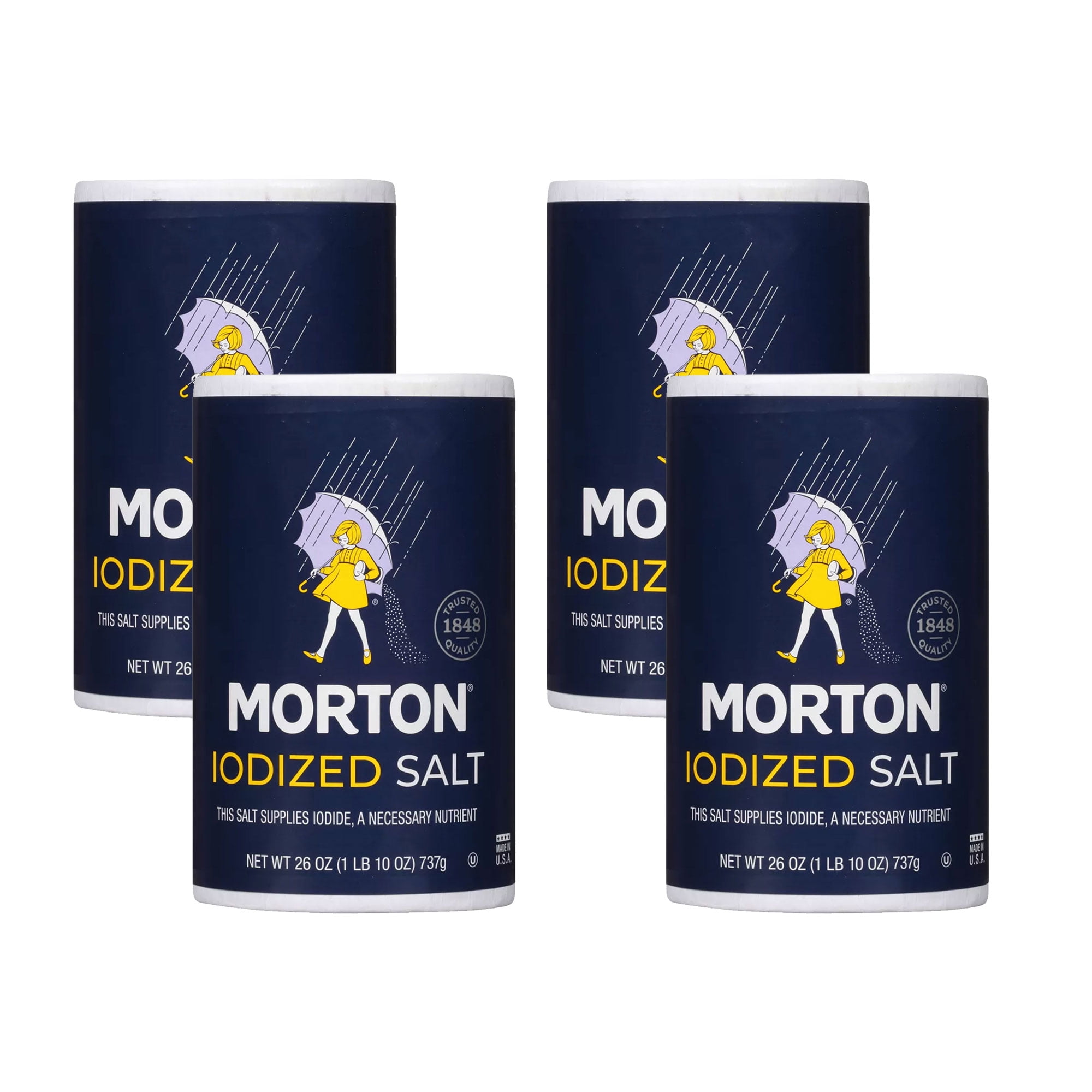 Morton Salt, Iodized, 26 Ounce (Pack of 4)