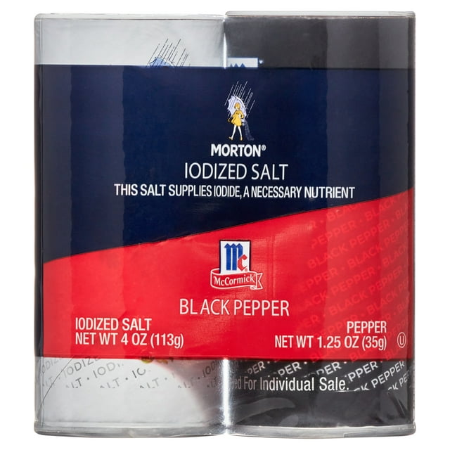 Morton Salt Iodized Salt & McCormick Black Pepper, 5.25 oz Shaker Set