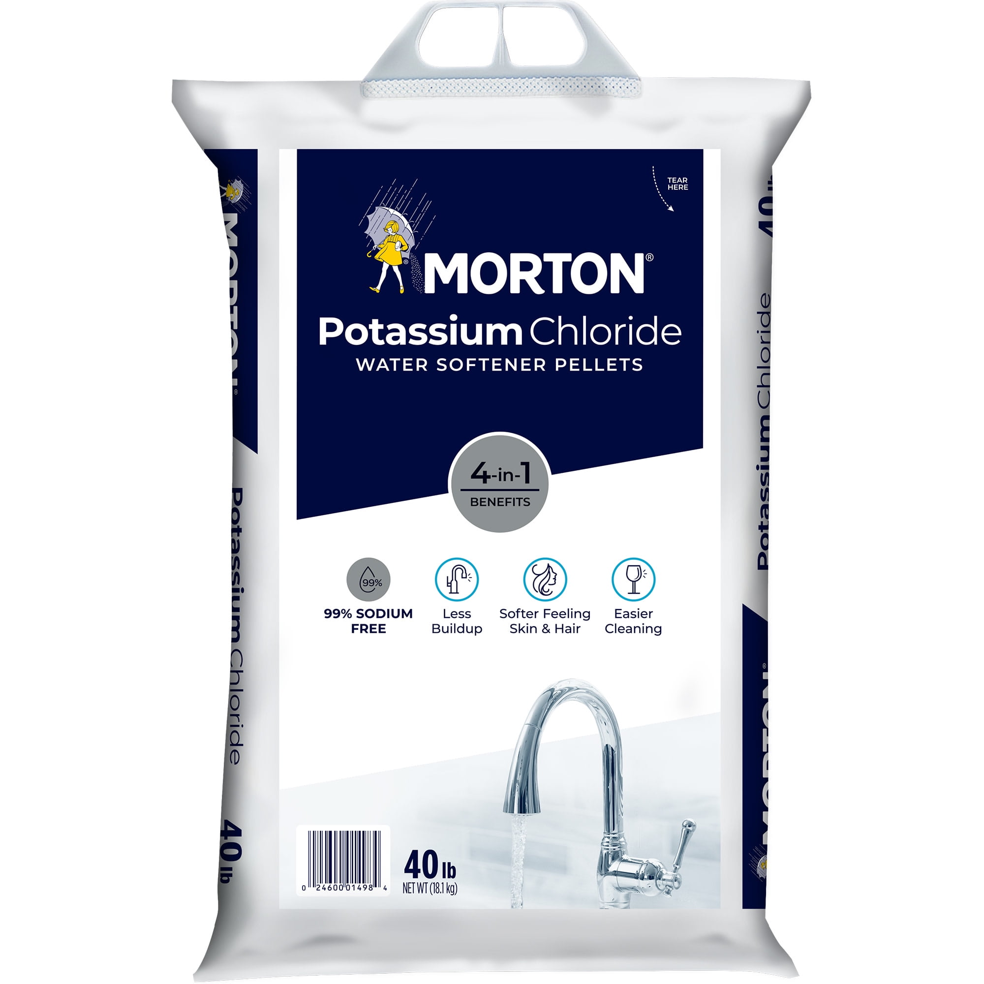 MORTON SALT Morton Potassium Chloride Water Softener Salt Pellets, 40 lb. Bag